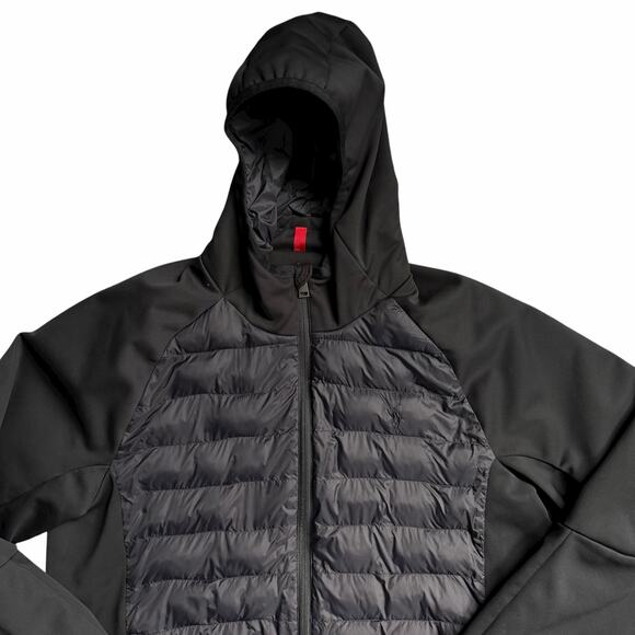 Polo Ralph Lauren Men’s Black Hooded Hybrid Puffer Jacket Full Zip Size Large - Picture 3 of 15